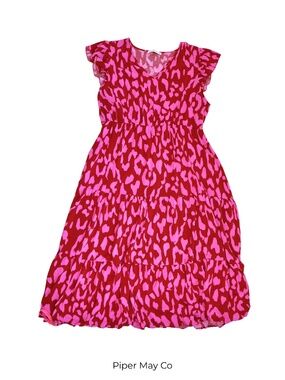 Rusttydustty  Red Printed Maxi Dress | Size 3XL | Flowy Tiered